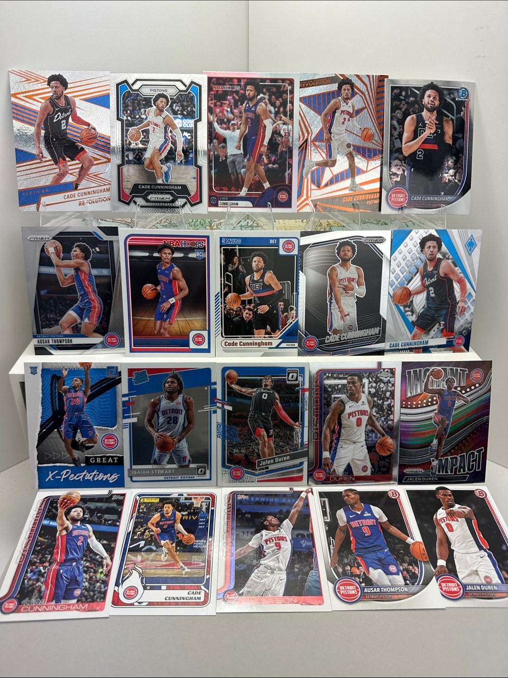 Pistons Cade Cunningham lot of 20 w/ Duran & Rookies of Thompson/Isaiah Stewart